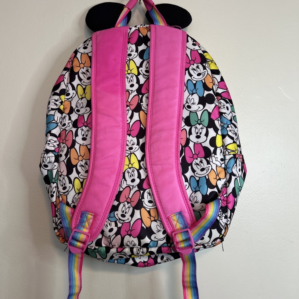 Authentic Disney Store Minnie Mouse Girls Pink Backpack 3D Ears Utility Pockets - Picture 5 of 9
